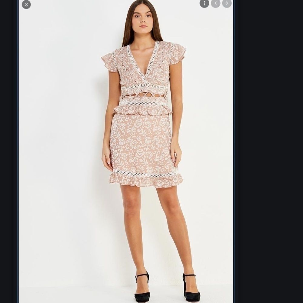 Topshop Floral Print cut out lace detail dress NEW